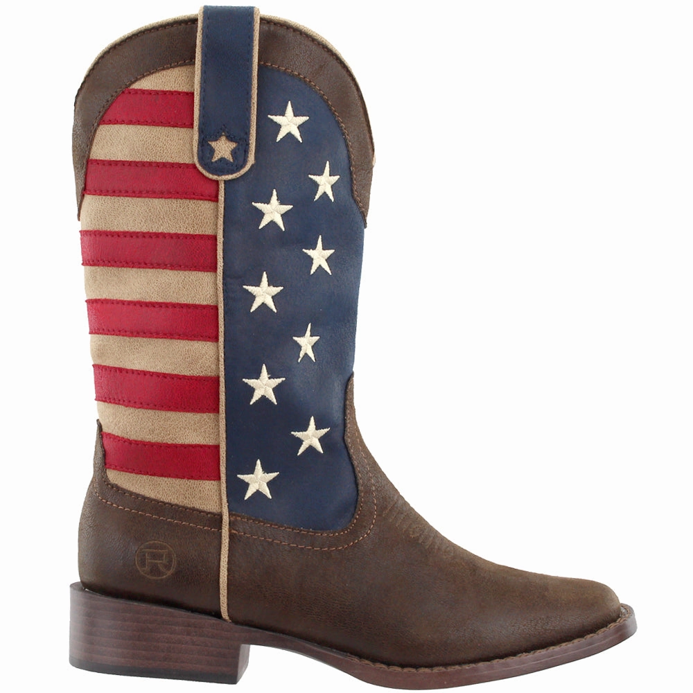 American Patriotic Square Toe Cowboy Boots Stable Support Mountain Hike