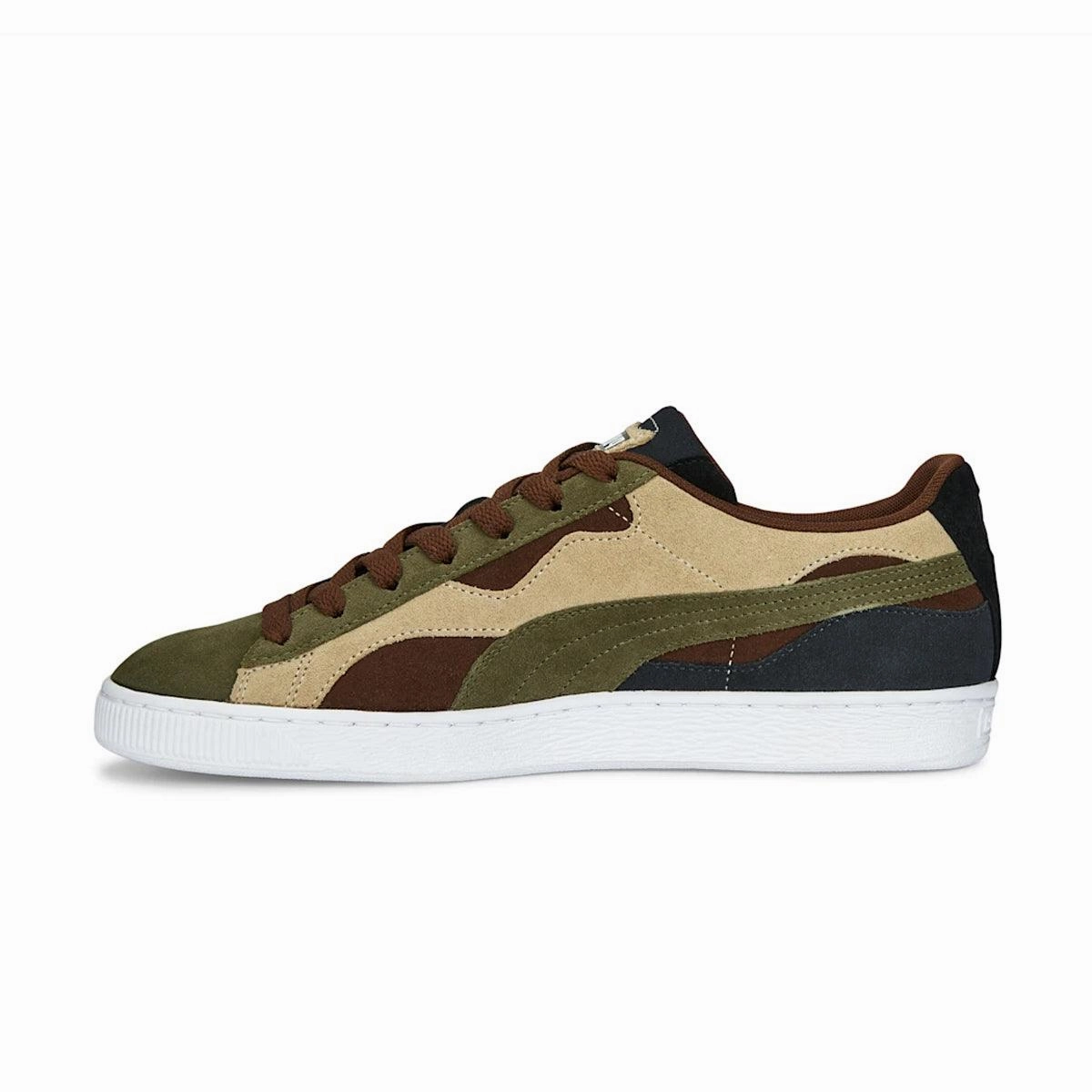 Suede 'Camowave Olive' label