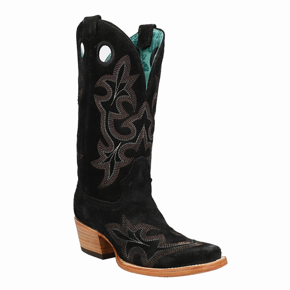 Comfort Backing Suede Embroidered Square Toe Cowboy Boots