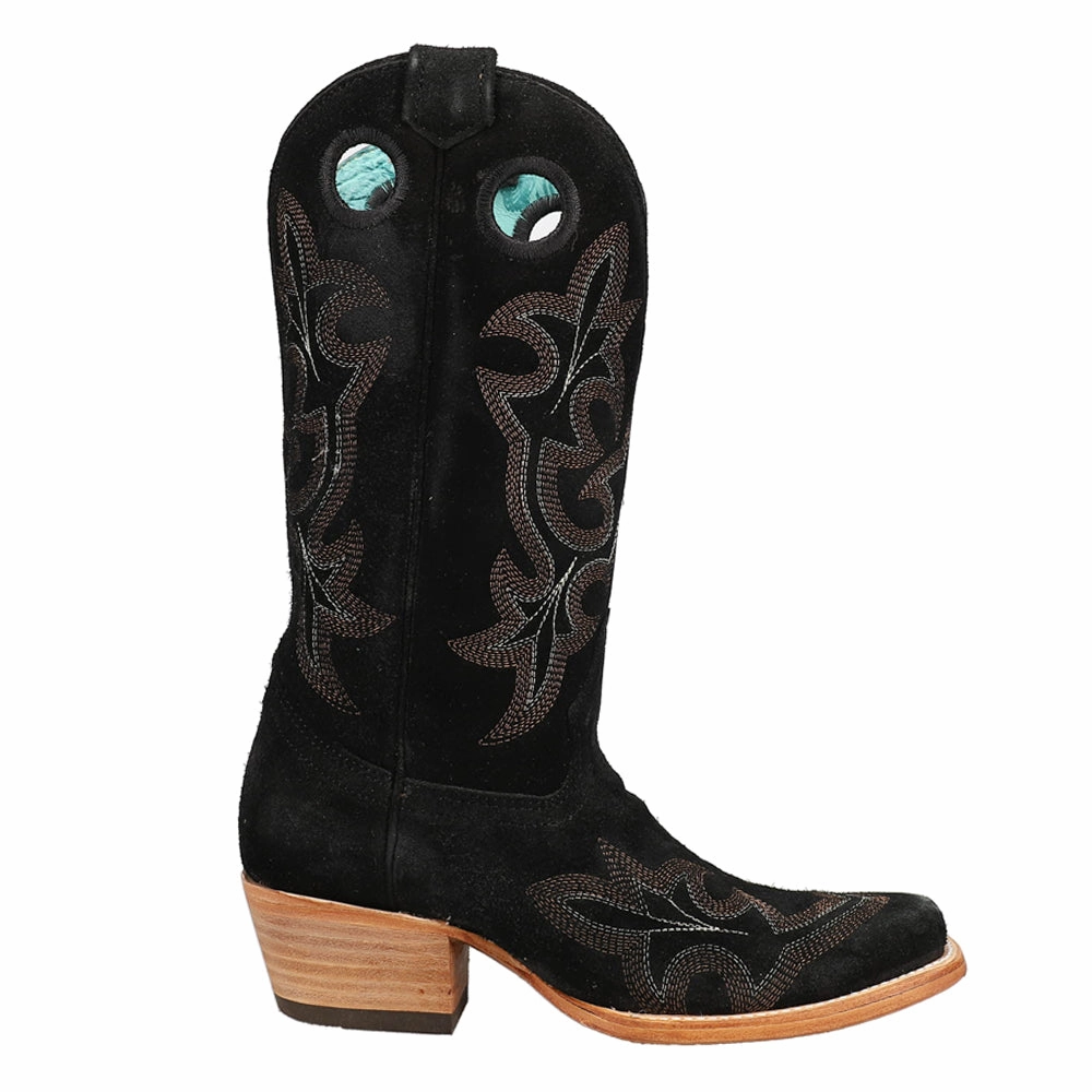 Suede Embroidered Square Toe Cowboy Boots ErgonomicDesign Weatherproof Seam Sealing