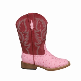 Bumps Faux Ostrich Square Toe Cowboy Boots (Little Kid) mom style Elastic Ankle