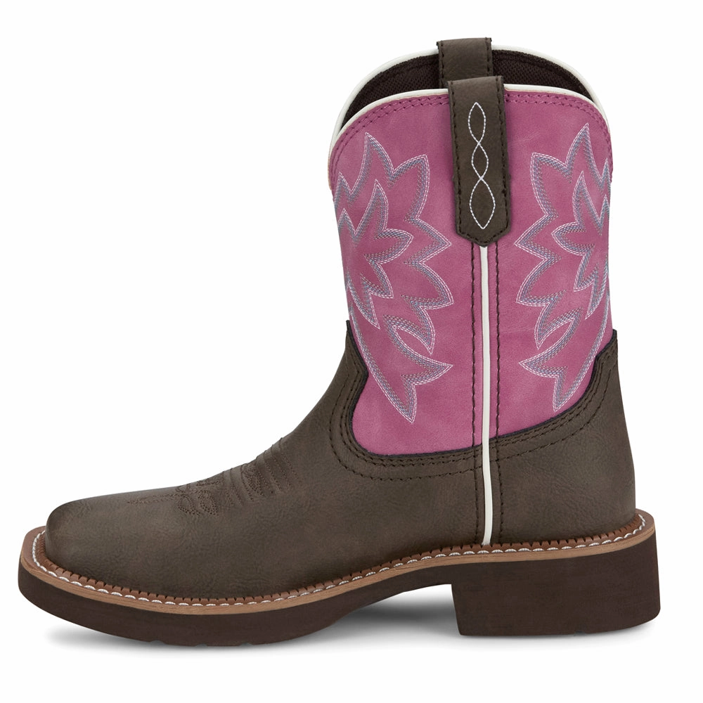 Distressed finish Sunny Embroidered Square Toe Cowboy Boots