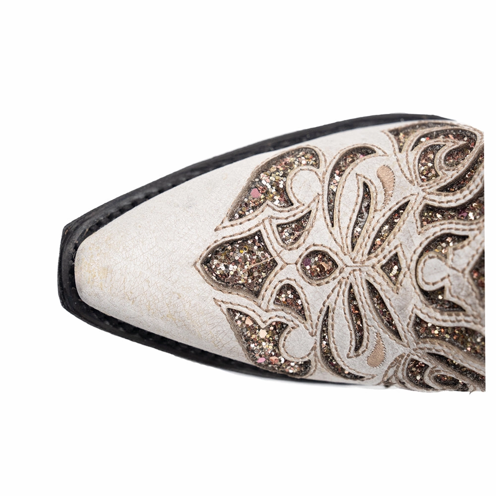 Outdoor Utility Rodeo Event Sasha Glitter Inlay Snip Toe Pull On Cowboy Boots