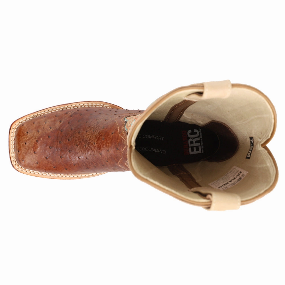 Torsional Rigidity Frame Urban Everyday Premium Exotic Full Quill Ostrich Embroidered Square Toe Pull On Cowboy Boots