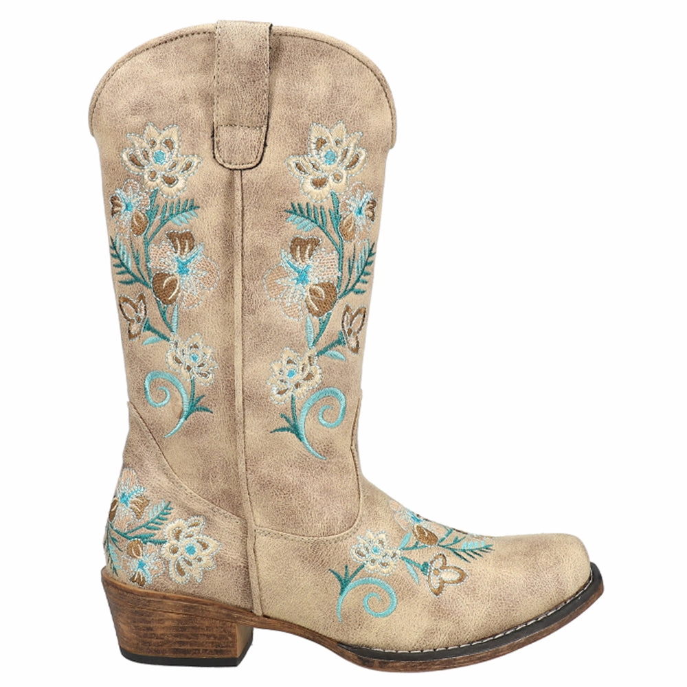 Premium Support Riley Floral Embroidered Snip Toe Cowboy Boots