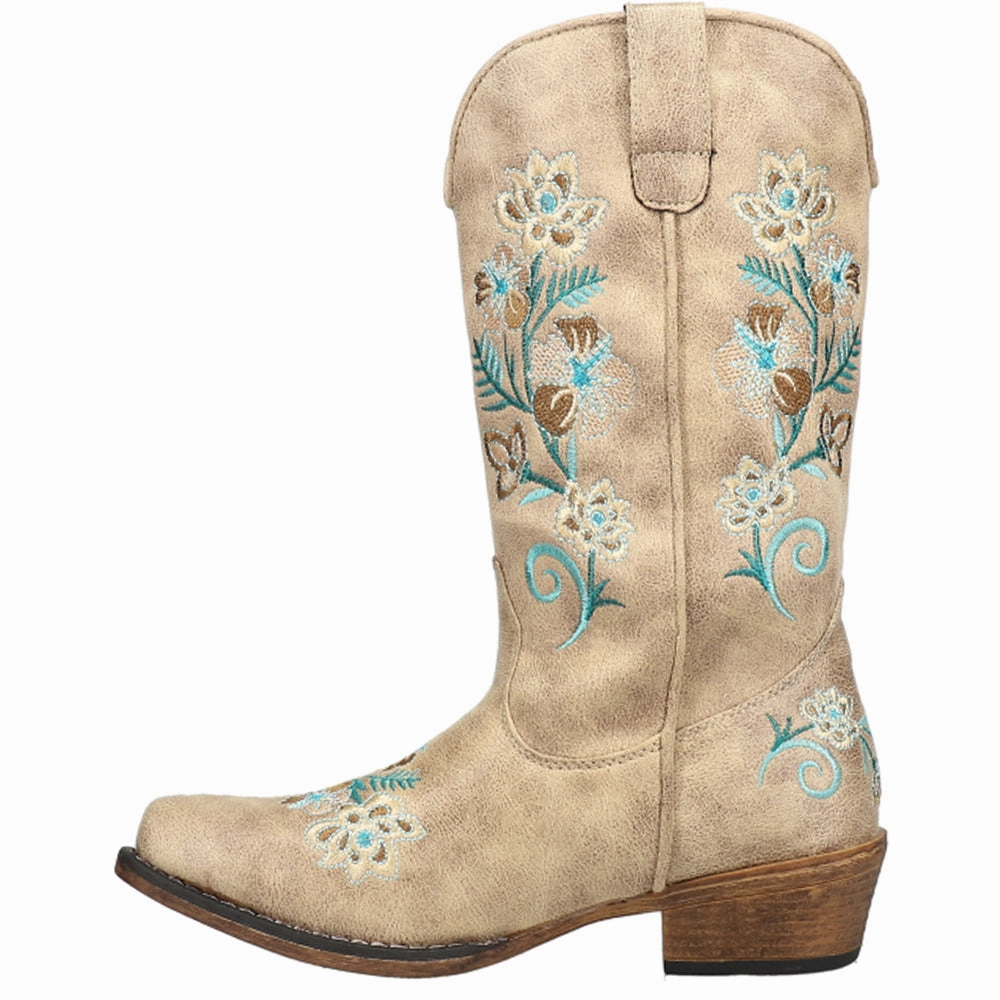 Stable Support Morning Walk Comfortable Padding Riley Floral Embroidered Snip Toe Cowboy Boots