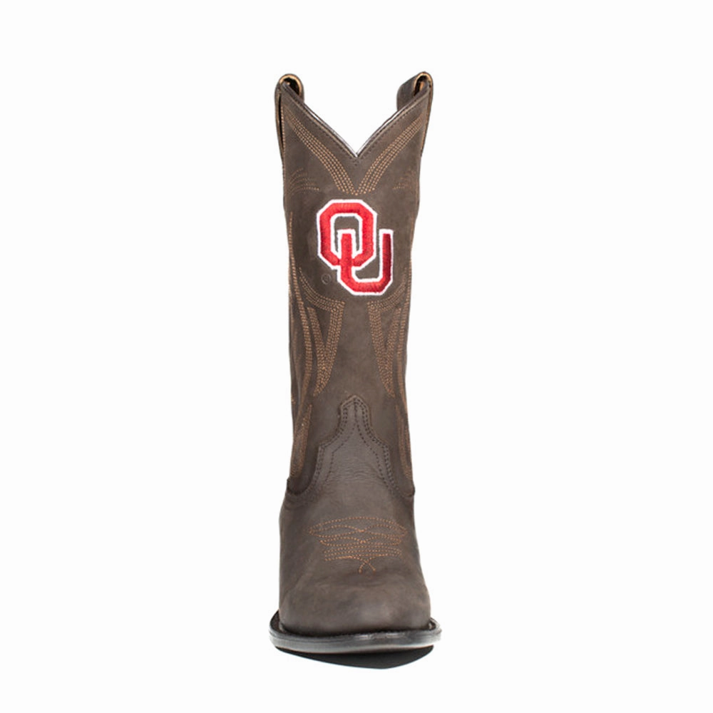 Hill Climb Eco Material Outdoor Explorer University of Oklahoma Embroidered Round Toe Pull On Cowboy Boots
