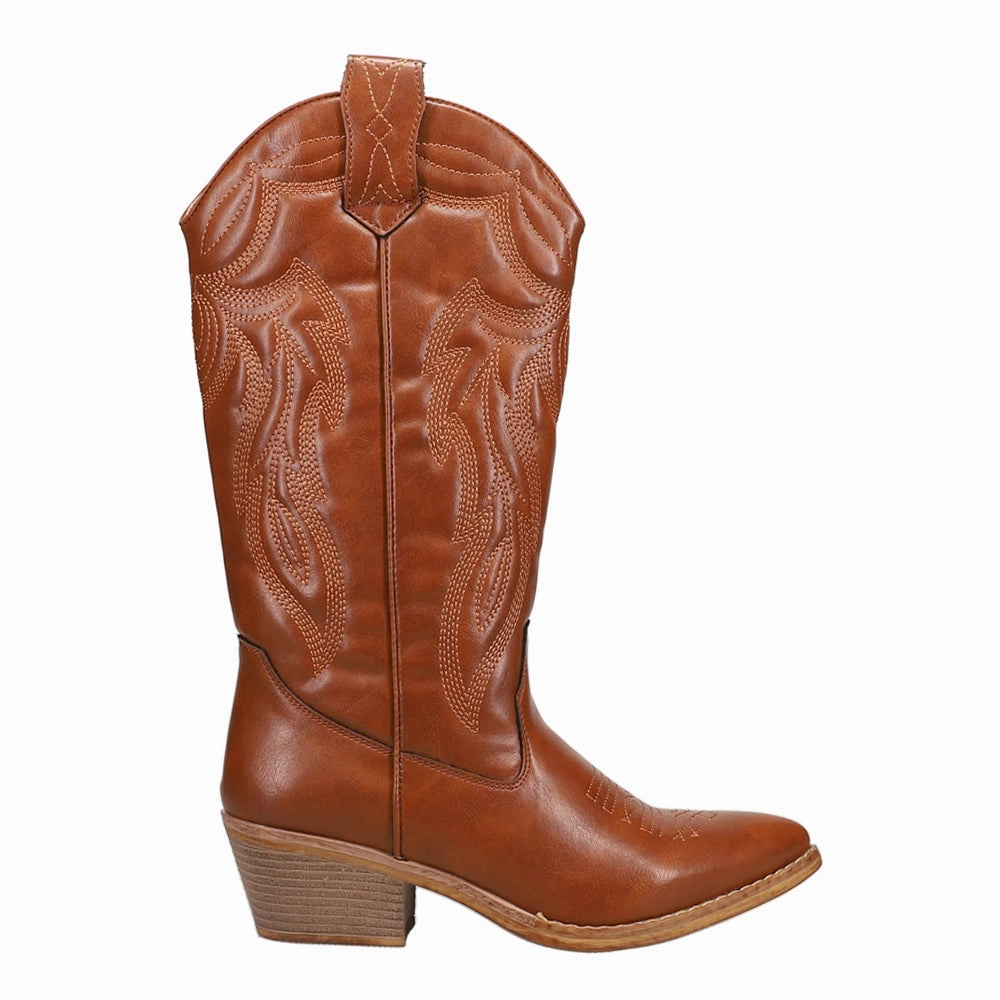 Comfort Ankle Hattie Narrow Embroidered Pointed Toe Pull On Cowboy Boots