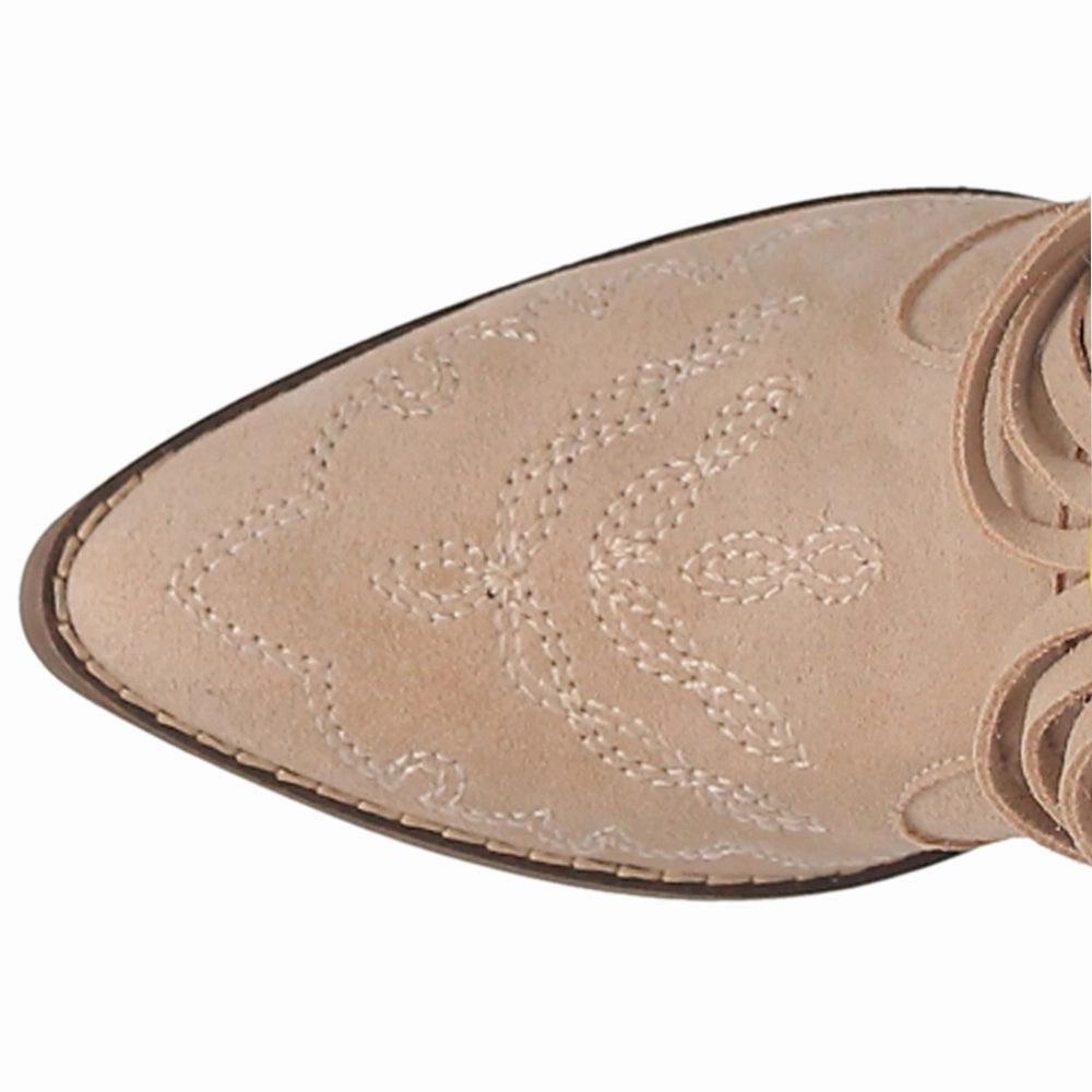 Tough Weather Tangles Fringe Embroidered Pointed Toe Cowboy Booties