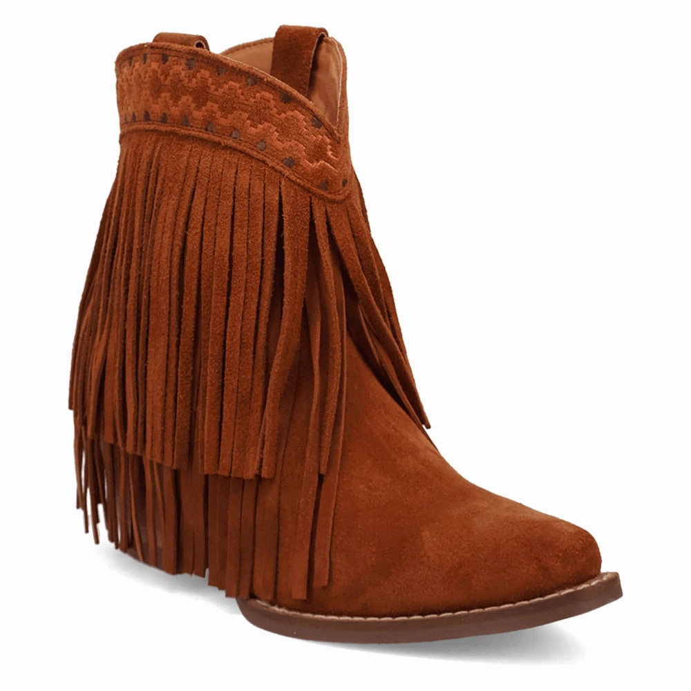 Functional And Fashionable Tapadero Southwest Fringe Snip Toe Cowboy Booties