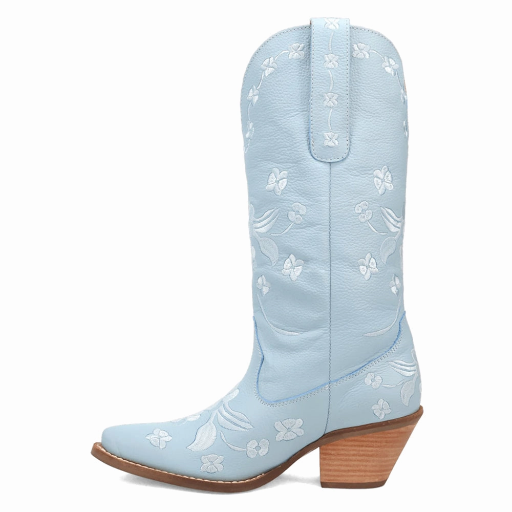 Love Bug Floral Embroidered Snip Toe Cowboy Boots Solid Stitching Low Profile Snowy Path