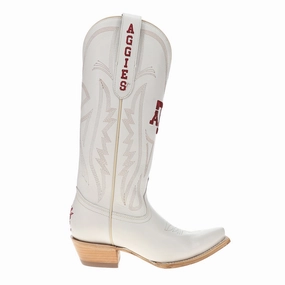 Texas A&M University Gameday Embroidered Snip Toe Cowboy Boots Long Hike Fire Side