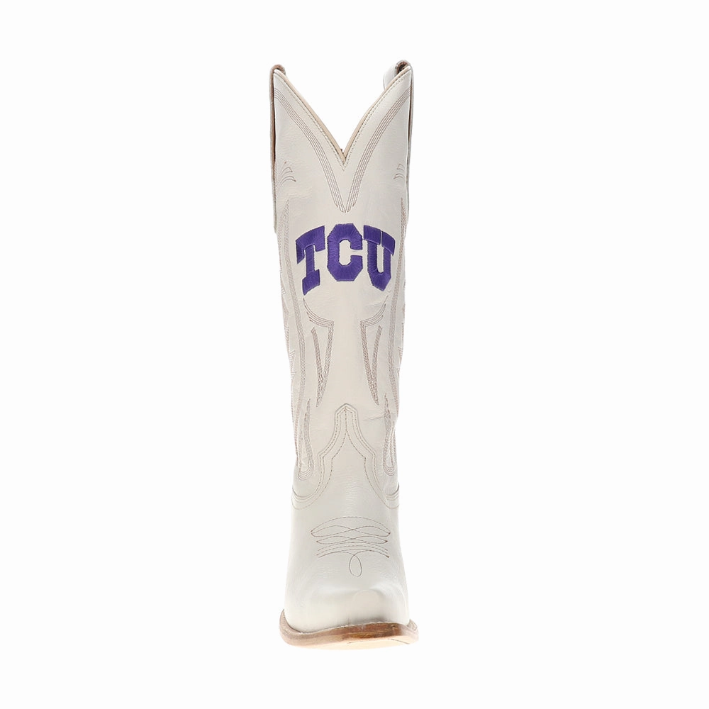 Texas Christian University Gameday Embroidered Snip Toe Cowboy Boots Elastic Gusset