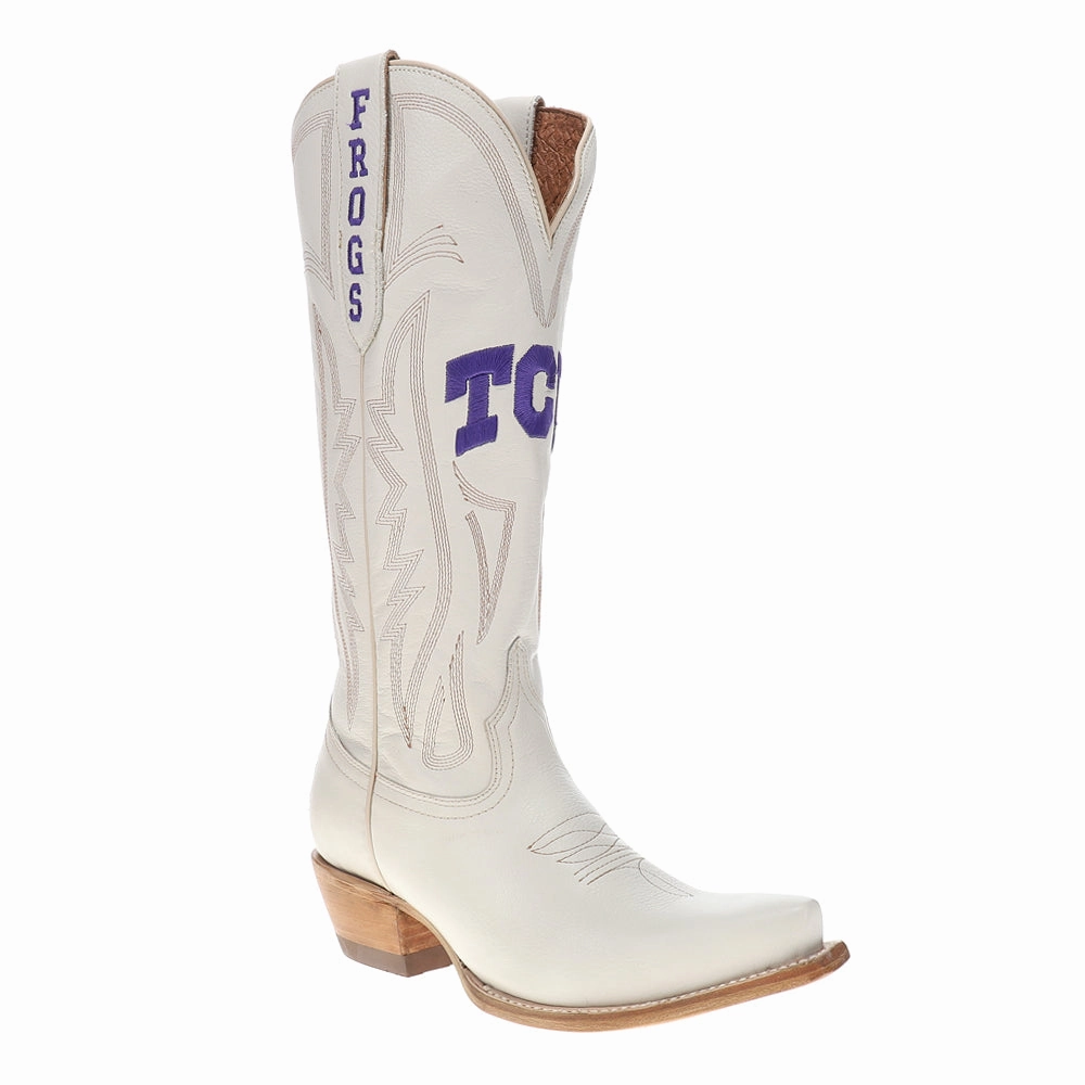 Cold-resistant Thermal Core Stylish Explorer Texas Christian University Gameday Embroidered Snip Toe Cowboy Boots