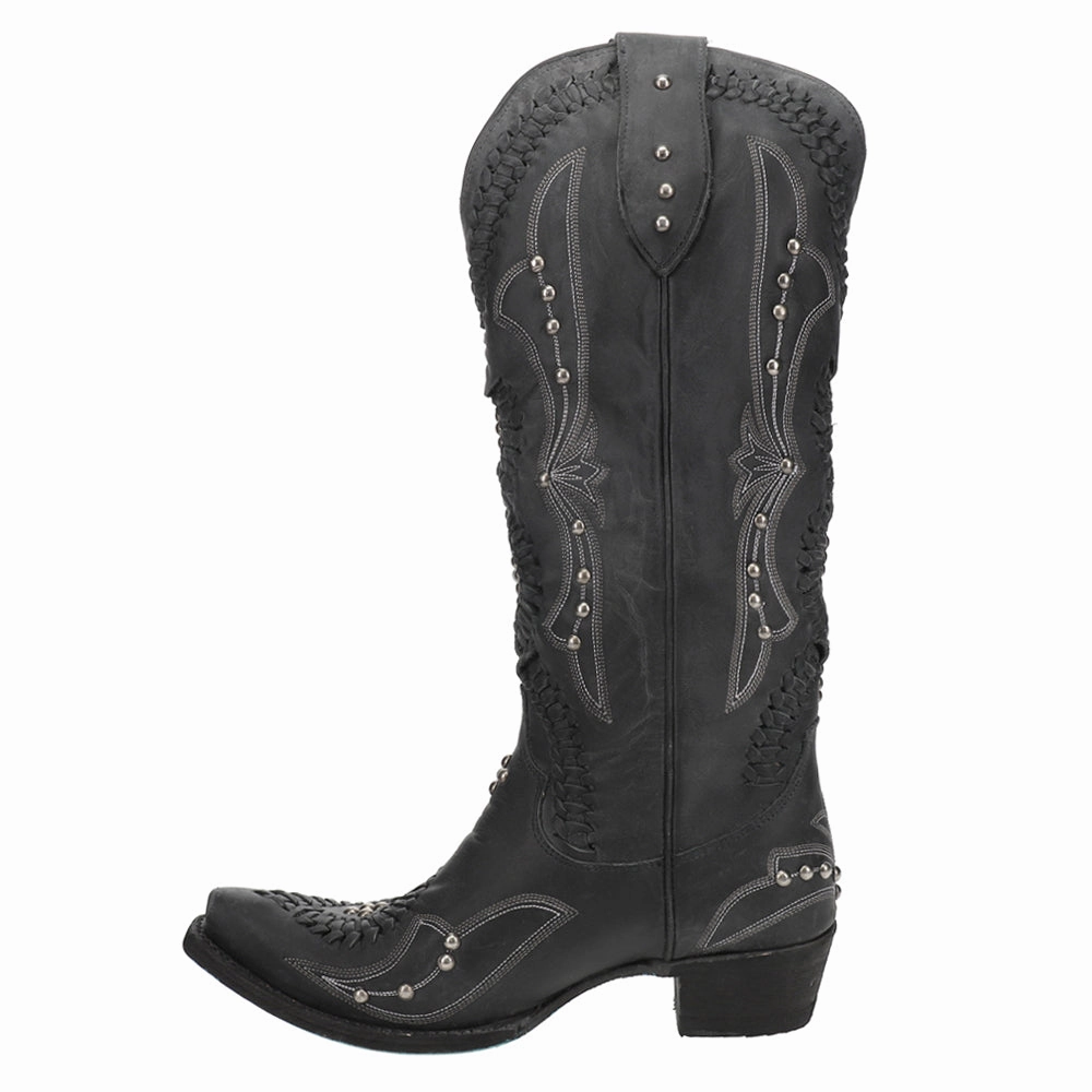 Cossette Embroidered Studded Snip Toe Boot Shock Absorbing
