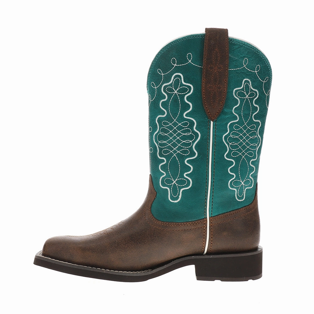 Low Profile Urban Commute Callie Embroidered Square Toe Pull On Cowboy Boots