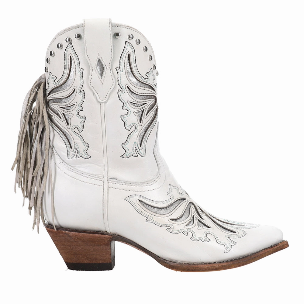 Tooled Inlay Fringe Pointed Toe Cowboy Booties Quick Drying Hiking Trails Modern Design