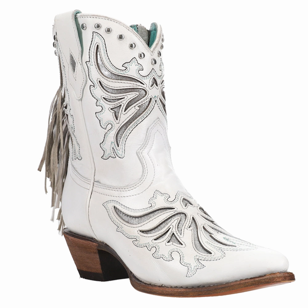 Soft Cushion Collar Ready Use Tooled Inlay Fringe Pointed Toe Cowboy Booties