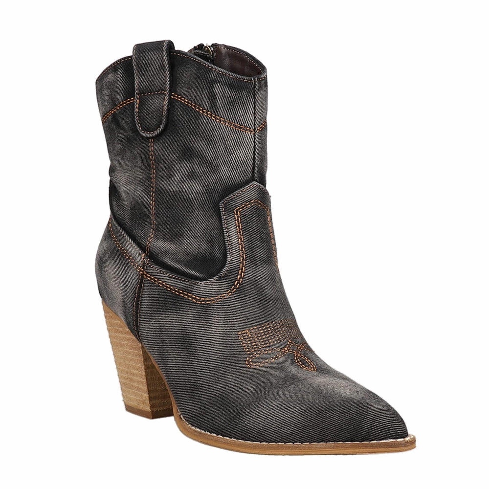 Compression Resistant Foam Desert Design Friends In Low Places Embroidery Pointed Toe Cowboy Booties