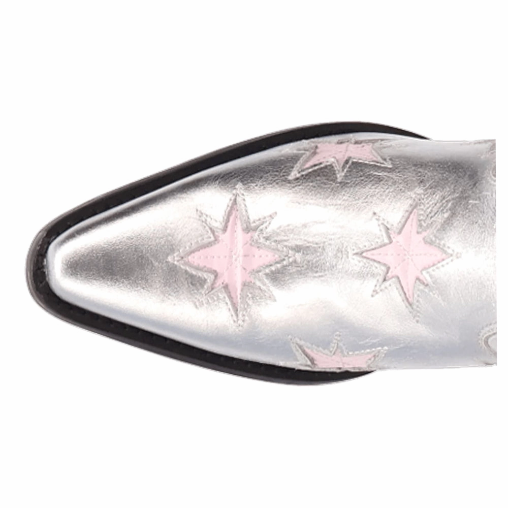 Starburst Metallic Tooled Inlay Snip Toe Pull On Cowboy Booties Thermal Core All Day Wear