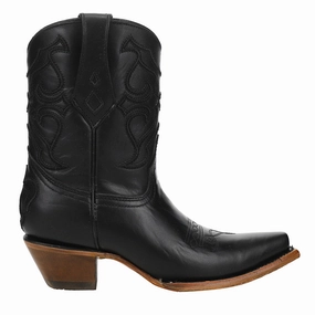 Pull Tab Black Embroidery Snip Toe Cowboy Booties