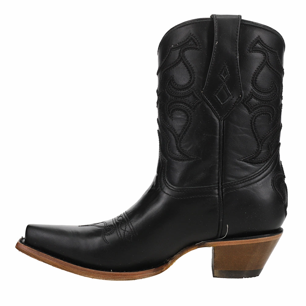 Black Embroidery Snip Toe Cowboy Booties Adjustable Straps Quick Drying All Day Worker