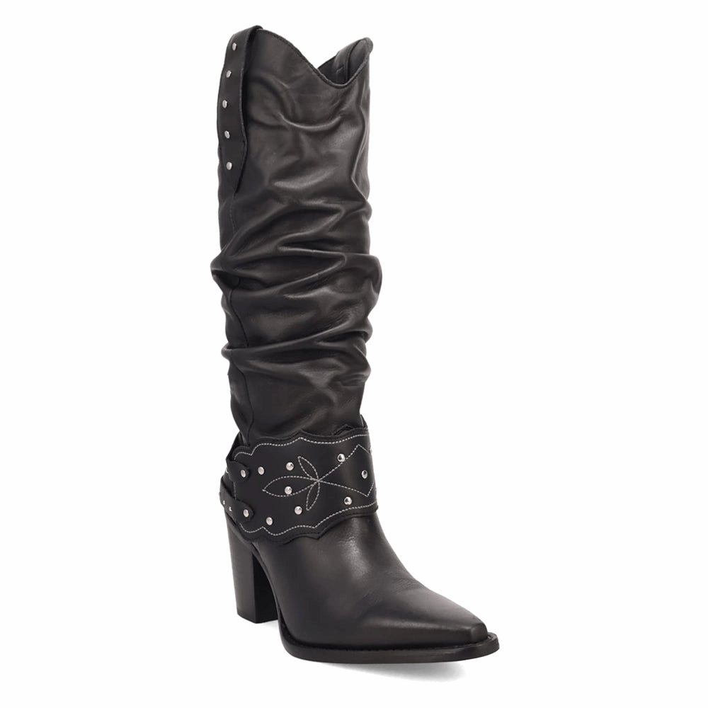 Breathable Design Grit N' Grace Slouchy Studded Snip Toe Pull On Cowboy Boots