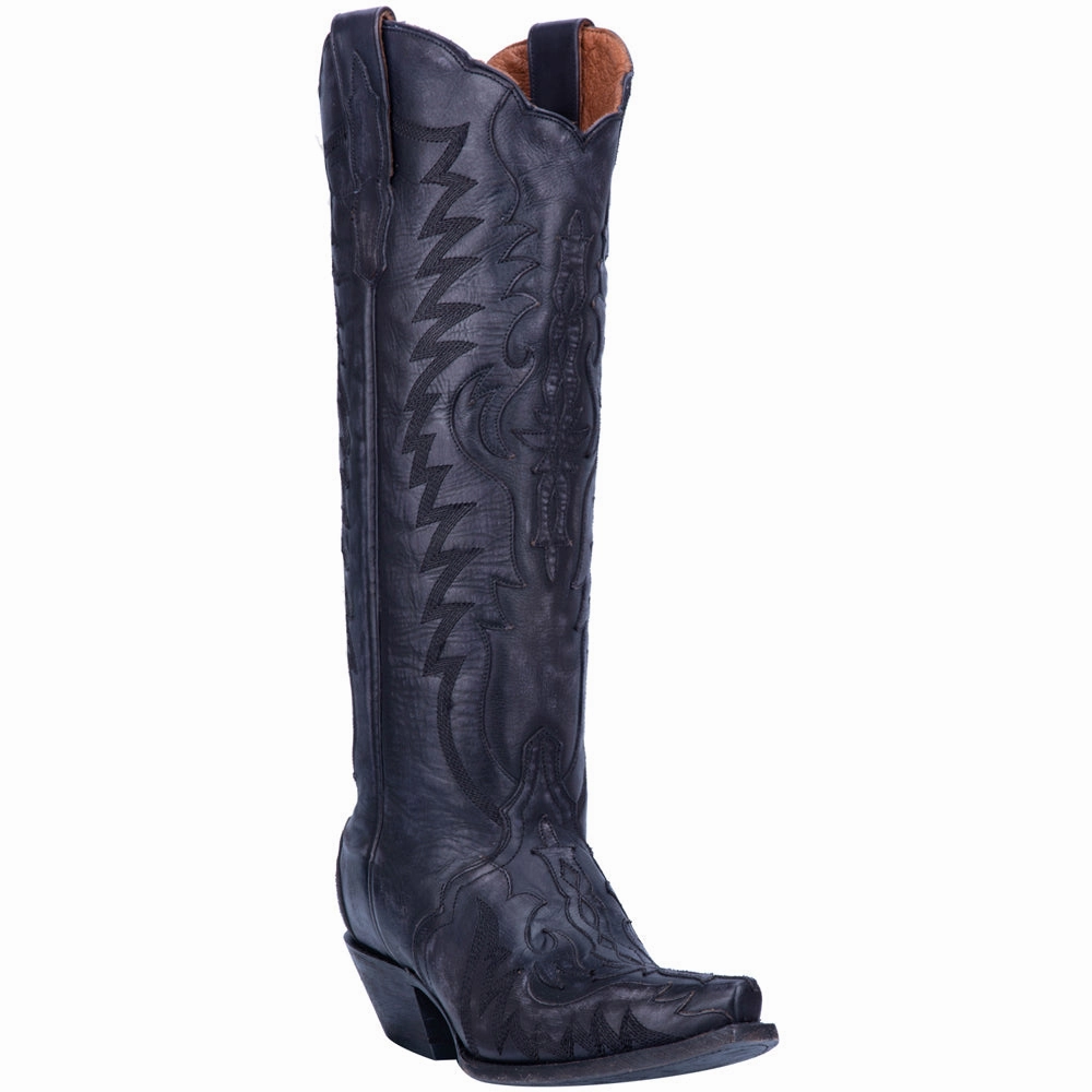 Hallie Tooled-Inlay Embroidery Snip Toe Cowboy Boots Outdoor Protection