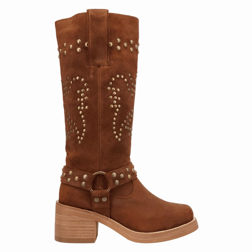 Tread Control Functional Design Troubadour Studded Round Toe Pull On Boots