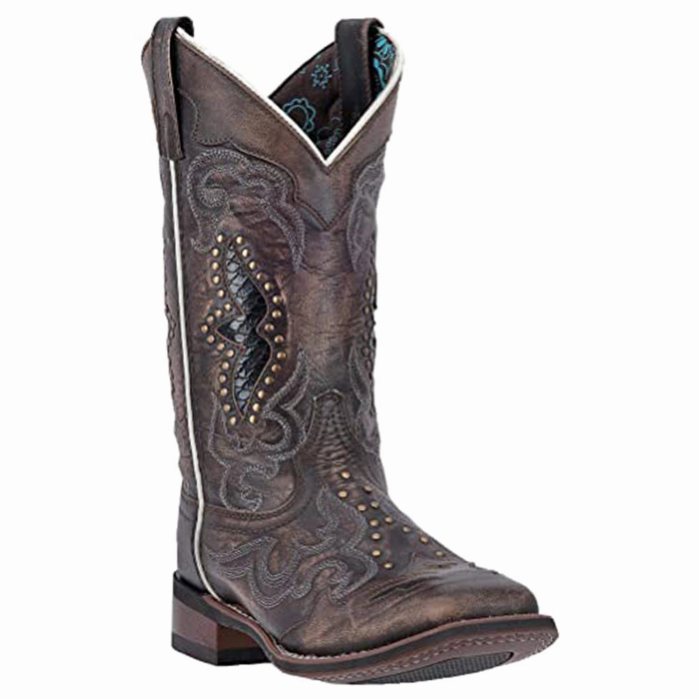 Spellbound Studded Tooled Inlay Embroidered Square Toe Cowboy Boots Robust Build Feather Light Daily Walks