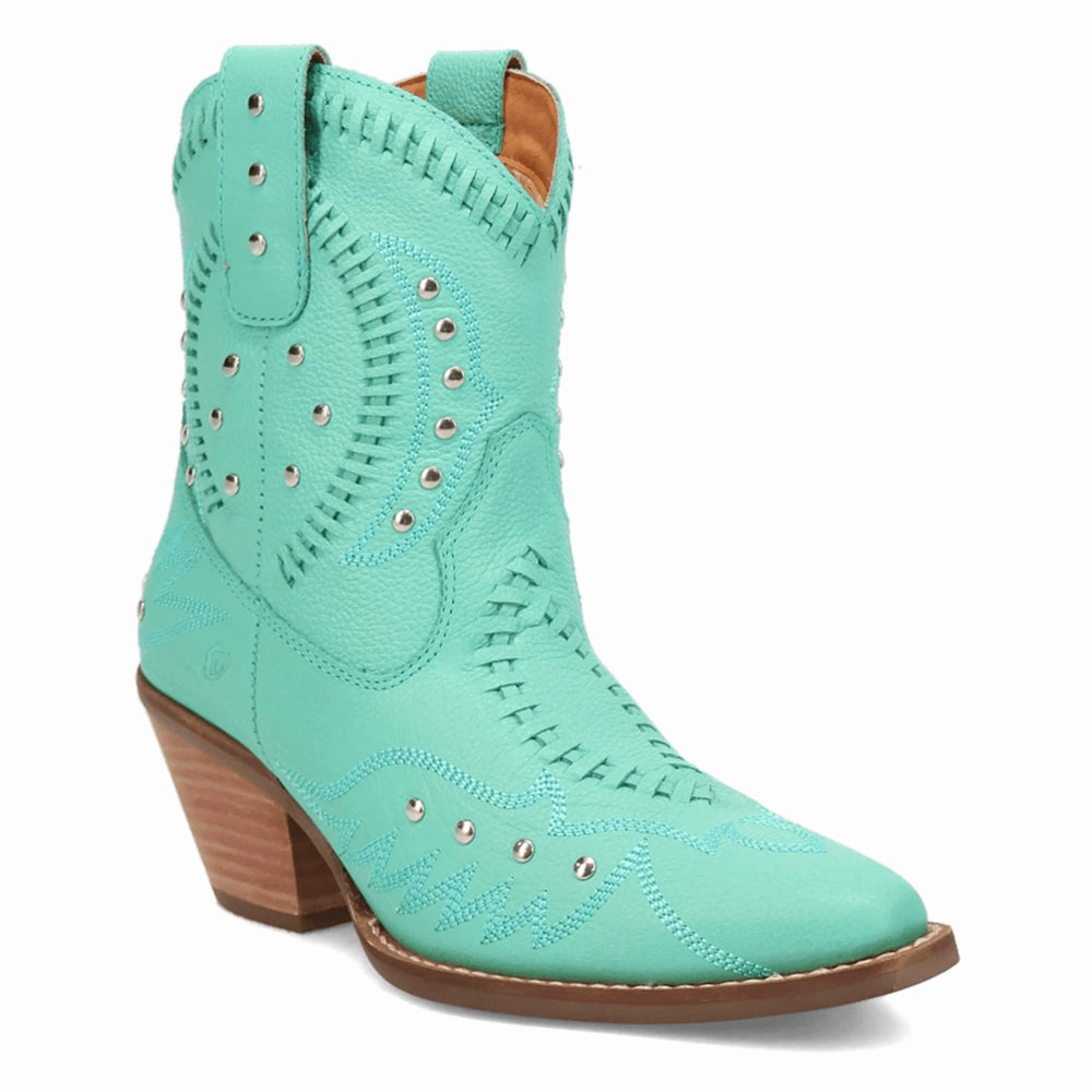 Precious Embroidered Studded Snip Toe Cowboy Booties Trail Comfort Torsional Rigidity Frame