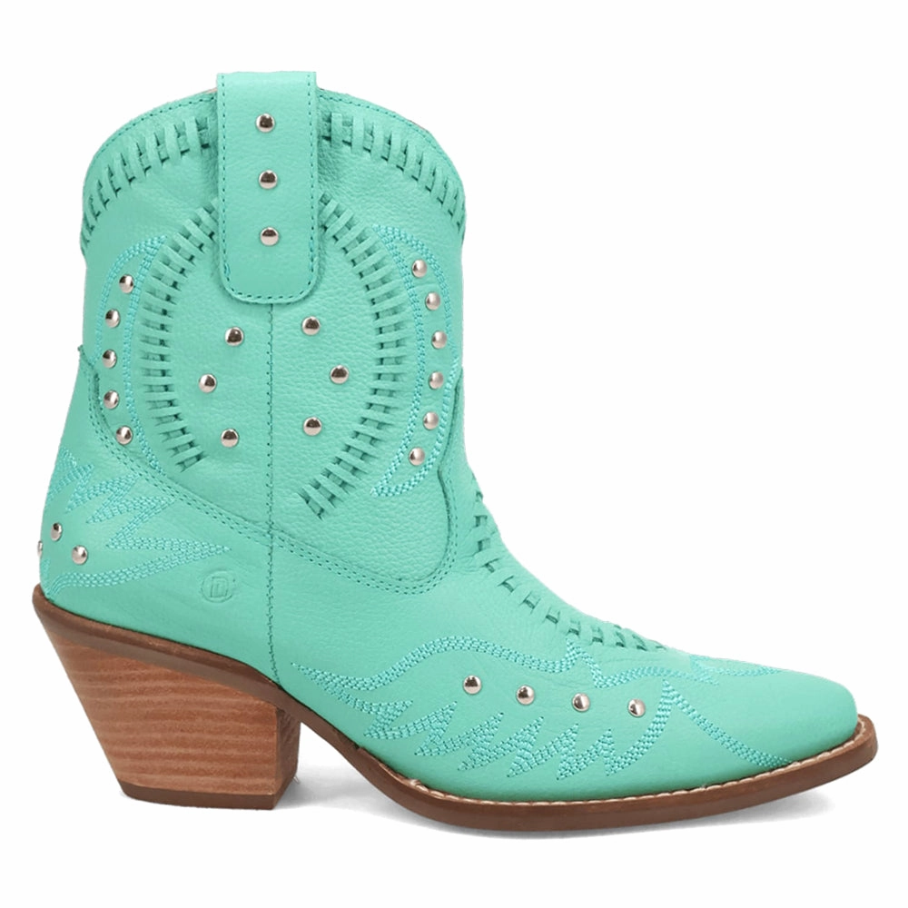 Precious Embroidered Studded Snip Toe Cowboy Booties Shear Warm Closed Toe Design