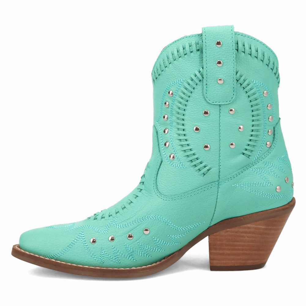 Tokyo Mode Flexible Frame Work Commute Precious Embroidered Studded Snip Toe Cowboy Booties
