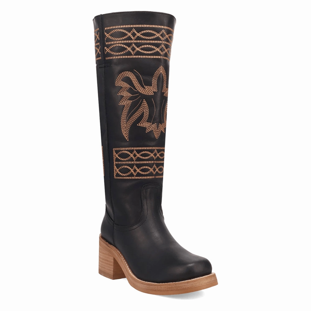 Reinforced Form Weather Resistant User Avalon Embroidered Round Toe Pull On Cowboy Boots