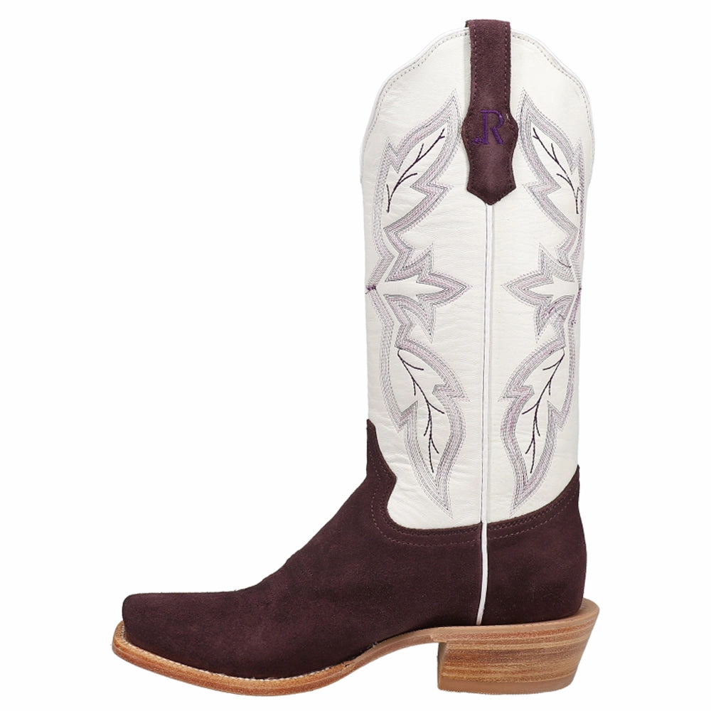 Durable Layer Non Toxic Materials Rough Out Plum Embroidered Narrow Square Toe Cowboy Boots