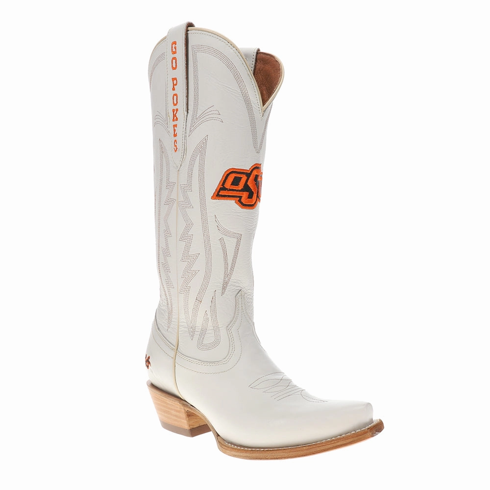Oklahoma State University Gameday Embroidered Snip Toe Cowboy Boots Canvas Material