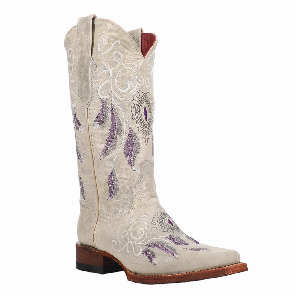 Dreamer Embroidered Narrow Square Toe Cowboy Boots Elastic Cuff