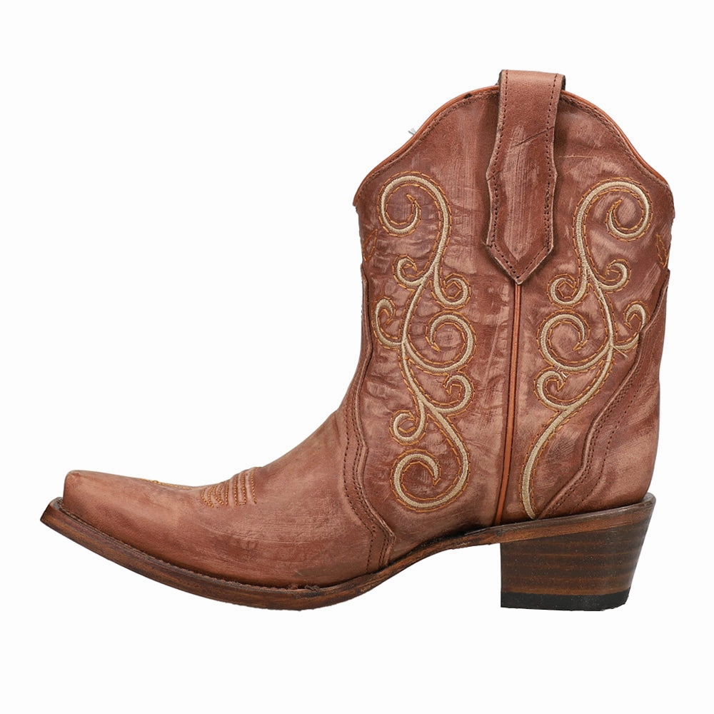 Triad Embroidered Snip Toe Pull On Cowboy Booties Comfortable buckles