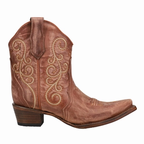 Shock-absorbing Triad Embroidered Snip Toe Pull On Cowboy Booties