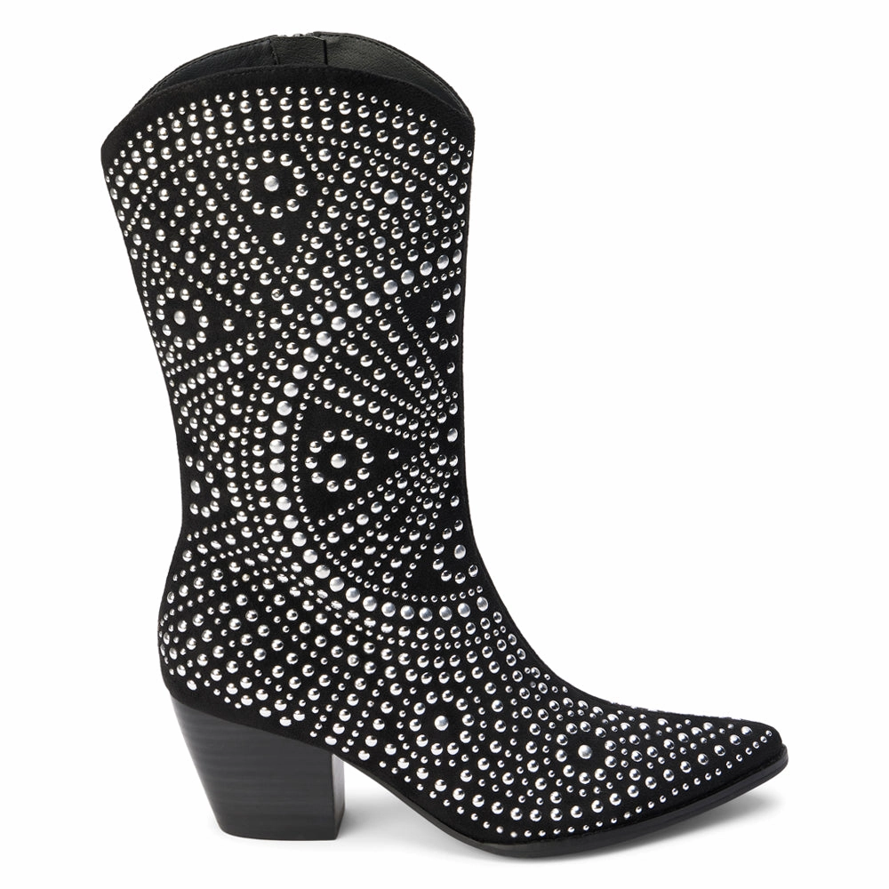 Anti Odor Technology Customizable Fit Features Twain Studded Pointed Toe Zippered Cowboy Boots