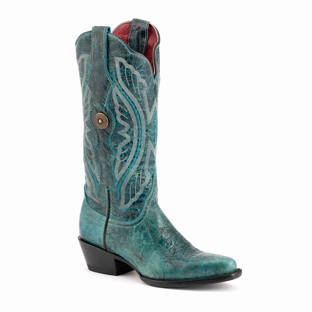 Twilight Embroidered Snip Toe Cowboy Boots Rugged Style Versatile Outfit