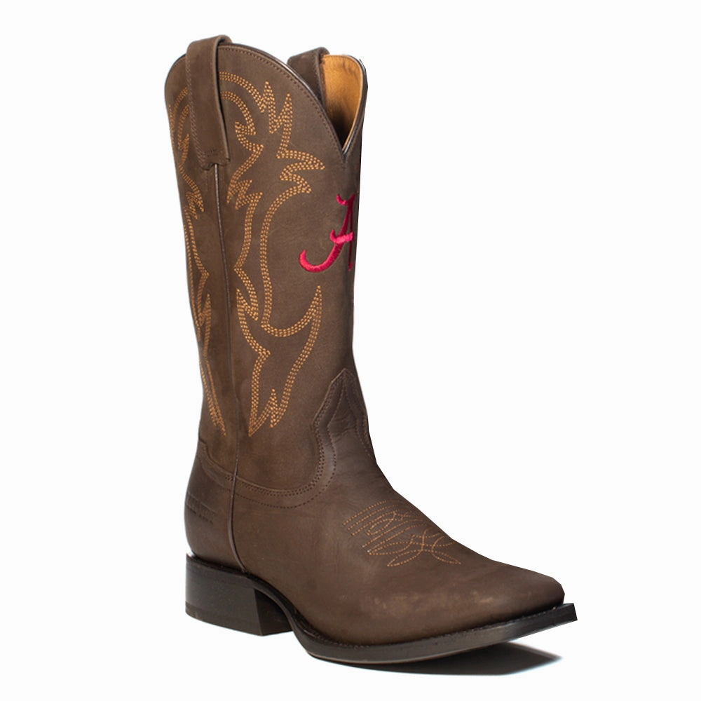 Cushioned Arch Support stain - resistant University of Alabama Embroidered Square Toe Pull On Cowboy Boots