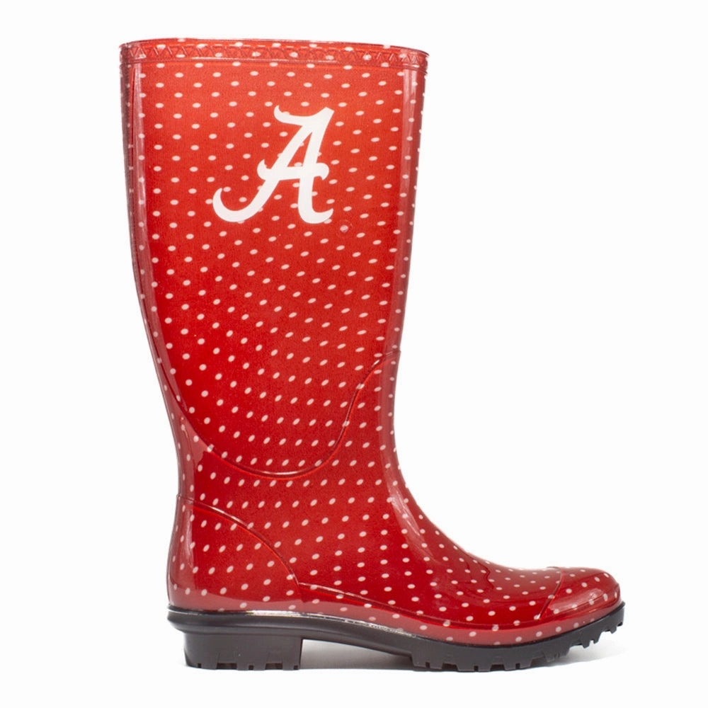 Comfortable Stride University of Alabama Polka Dot Round Toe Rain Boots
