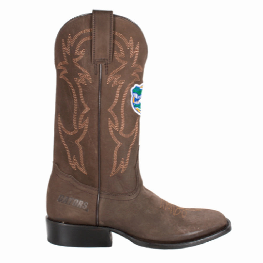 University of Florida Embroidered Round Toe Pull On Cowboy Boots Comfy Cushion Rough Ready