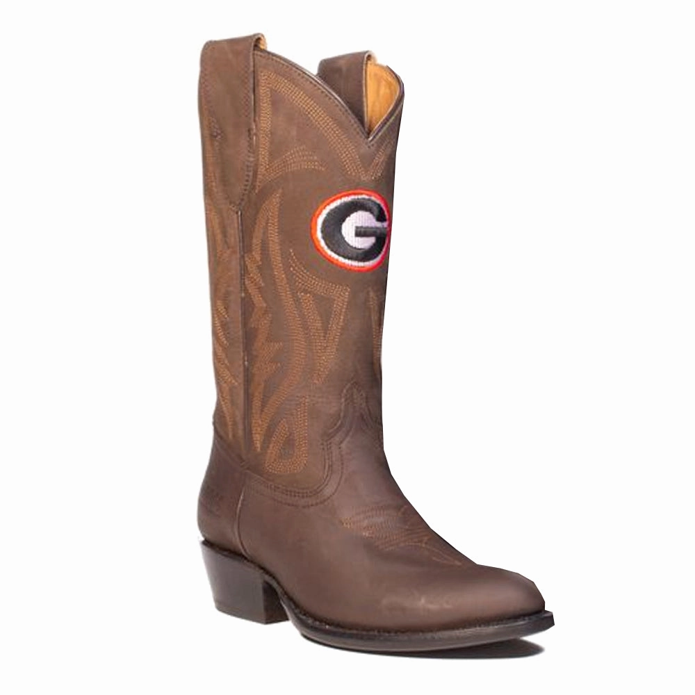 Wrinkle Resistant University of Georgia Embroidered Round Toe Pull On Cowboy Boots