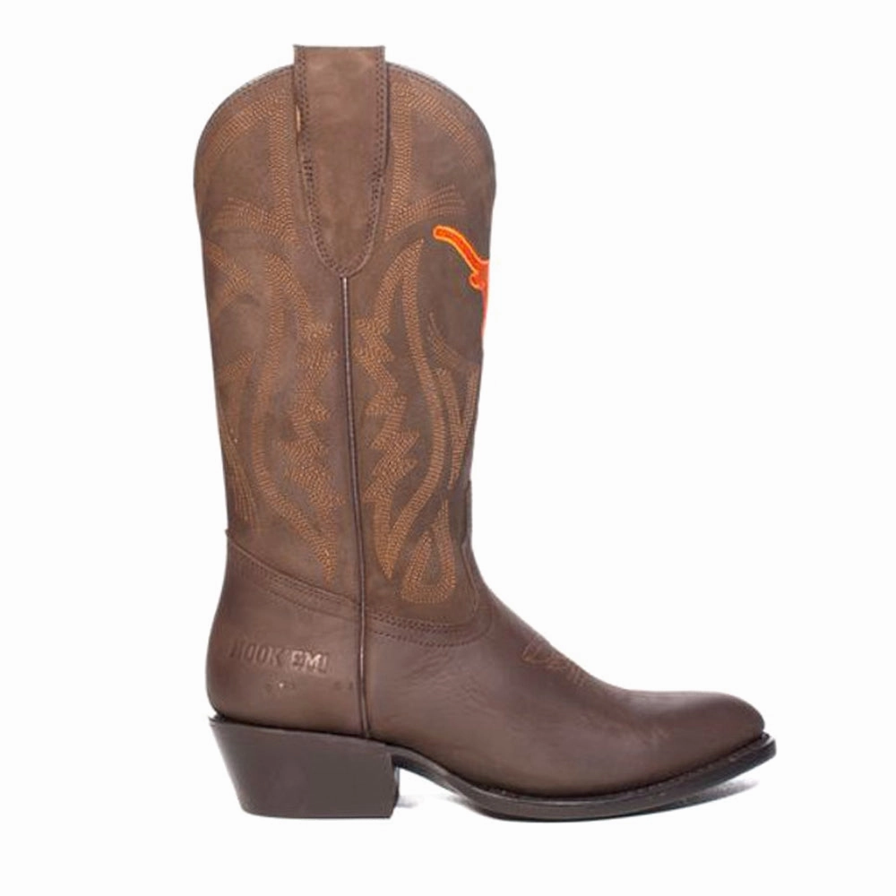 University of Texas at Austin Embroidered Round Toe Pull On Cowboy Boots Desert Design