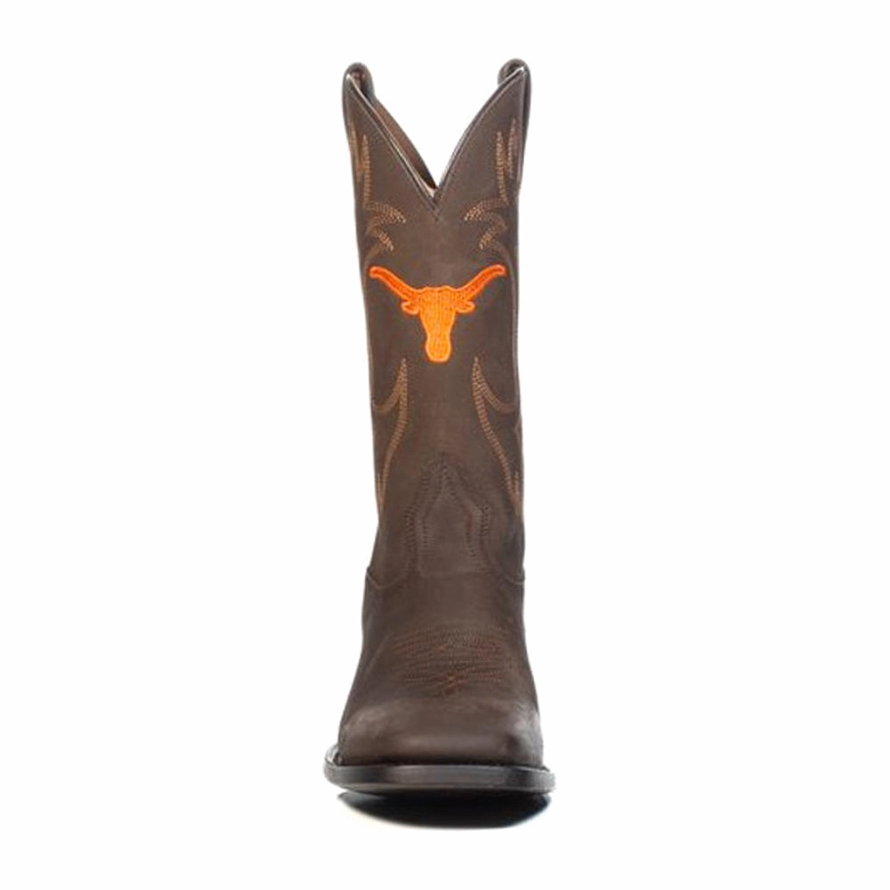 University of Texas at Austin Embroidered Round Toe Pull On Cowboy Boots No Laces Thermal Core Hiking Trails