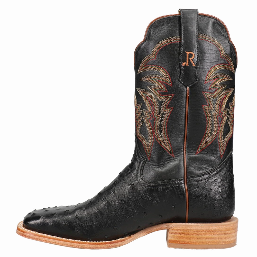 Full Quill Ostrich Embroidered Square Toe Cowboy Boots All Weather Performance Non Toxic Adhesive Bonding
