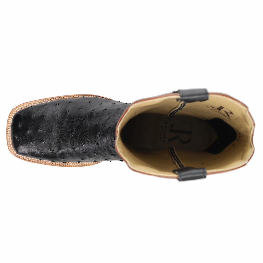 Textured Grip Pattern brogues Full Quill Ostrich Embroidered Square Toe Cowboy Boots