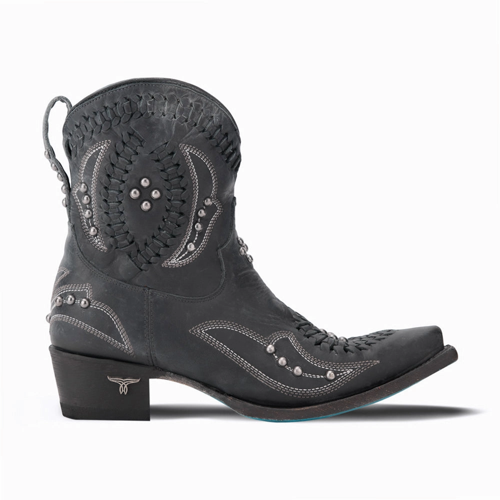 Flexible Design Party Occasion Cossette Embroidered Studded Snip Toe Cowboy Bootie